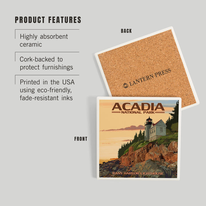 Acadia National Park, Maine, Bass Harbor Lighthouse, Coasters Coasters Lantern Press 