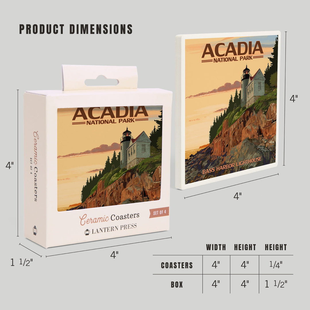 Acadia National Park, Maine, Bass Harbor Lighthouse, Coasters Coasters Lantern Press 