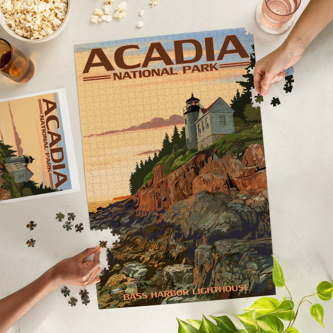 Acadia National Park, Maine, Bass Harbor Lighthouse, Jigsaw Puzzle Puzzle Lantern Press 