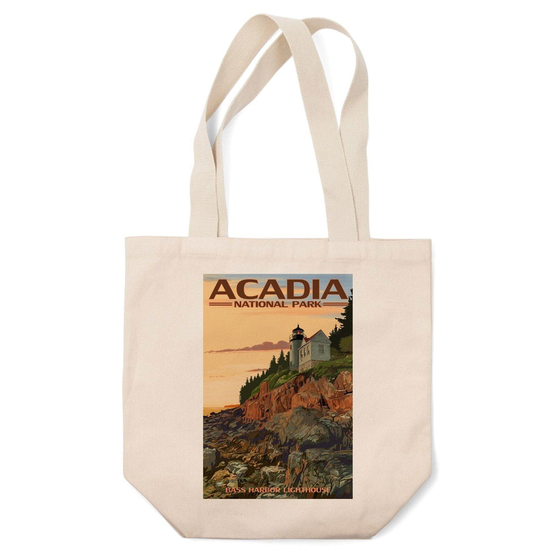 Acadia National Park, Maine, Bass Harbor Lighthouse, Lantern Press Artwork, Tote Bag Totes Lantern Press 