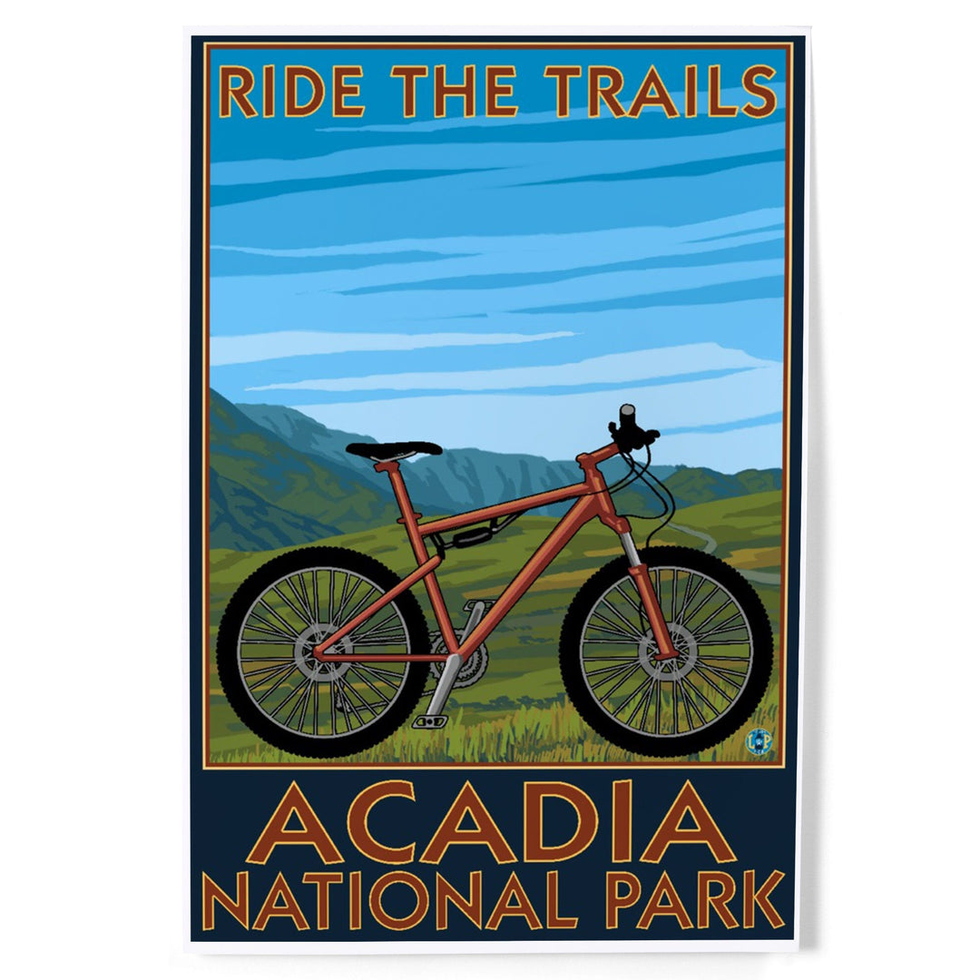 Acadia National Park, Maine, Bicycle Scene, Art & Giclee Prints Art Lantern Press 