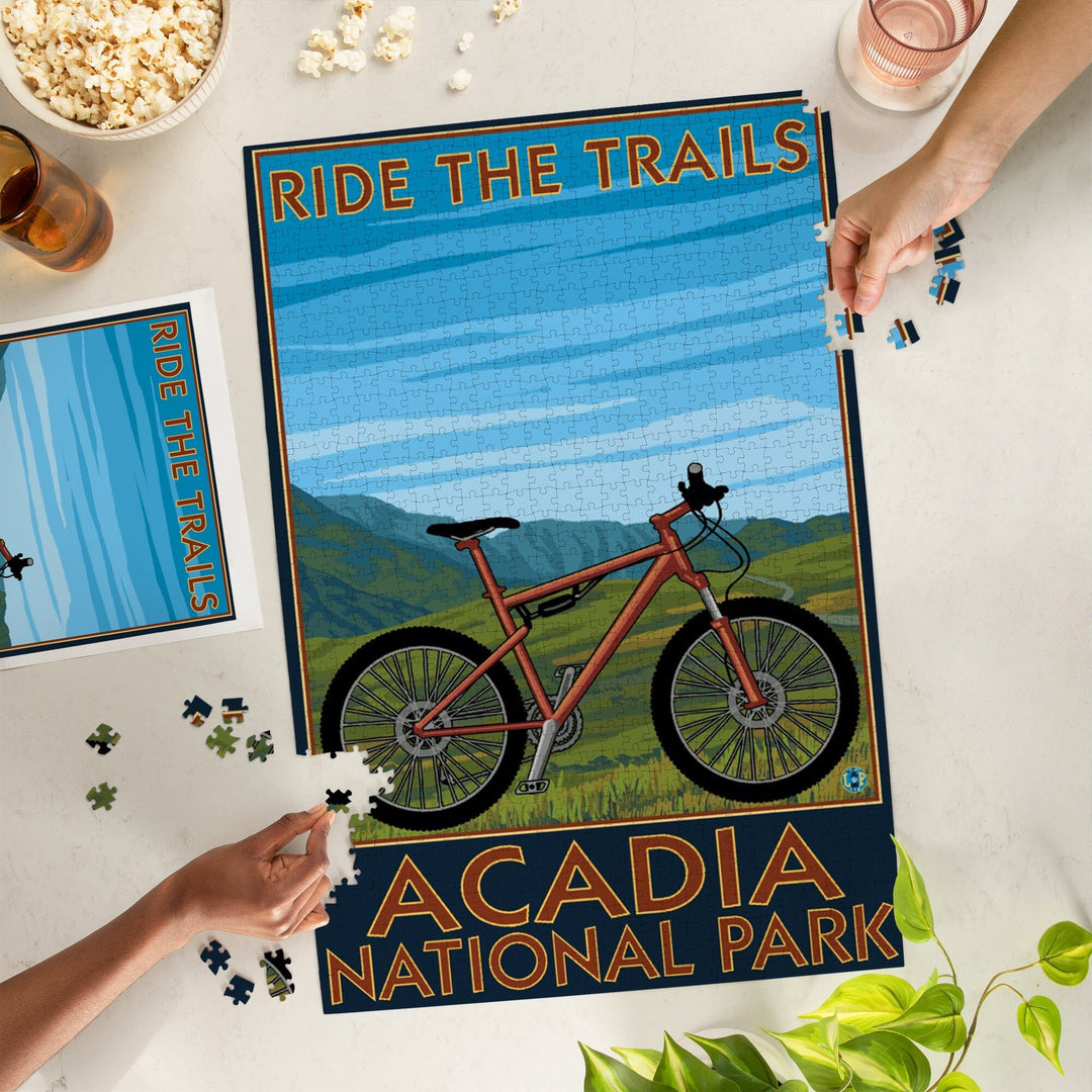 Acadia National Park, Maine, Bicycle Scene, Jigsaw Puzzle Puzzle Lantern Press 
