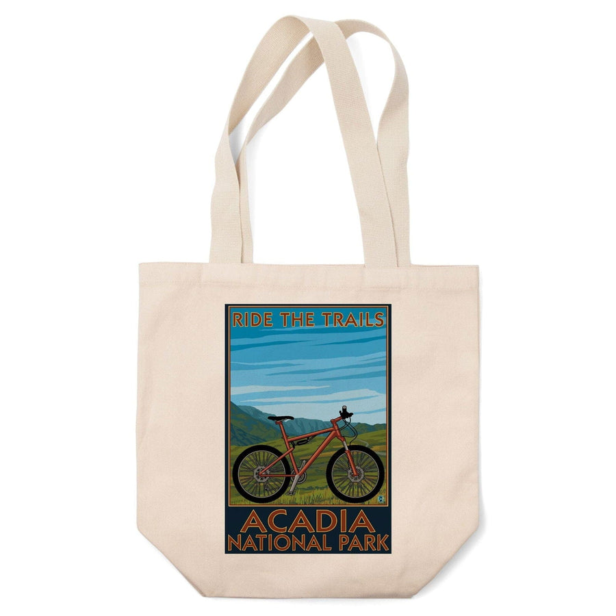 Acadia National Park, Maine, Bicycle Scene, Lantern Press Artwork, Tote Bag Totes Lantern Press 