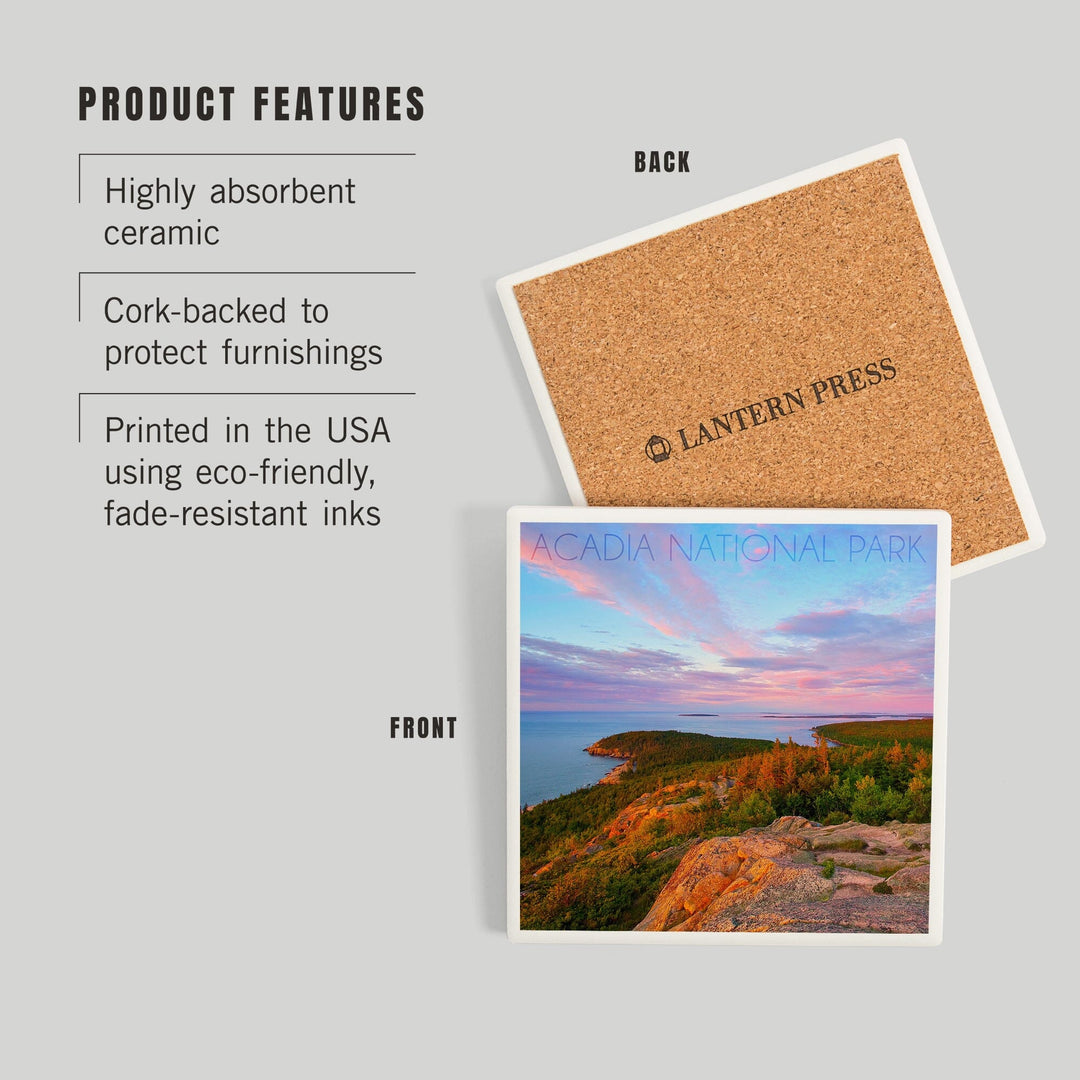 Acadia National Park, Maine, Cadillac Mountain, Coasters Coasters Lantern Press 