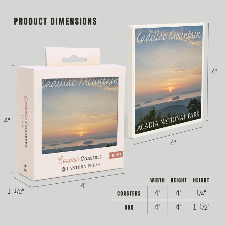 Acadia National Park, Maine, Cadillac Mountain, Coasters Coasters Lantern Press 