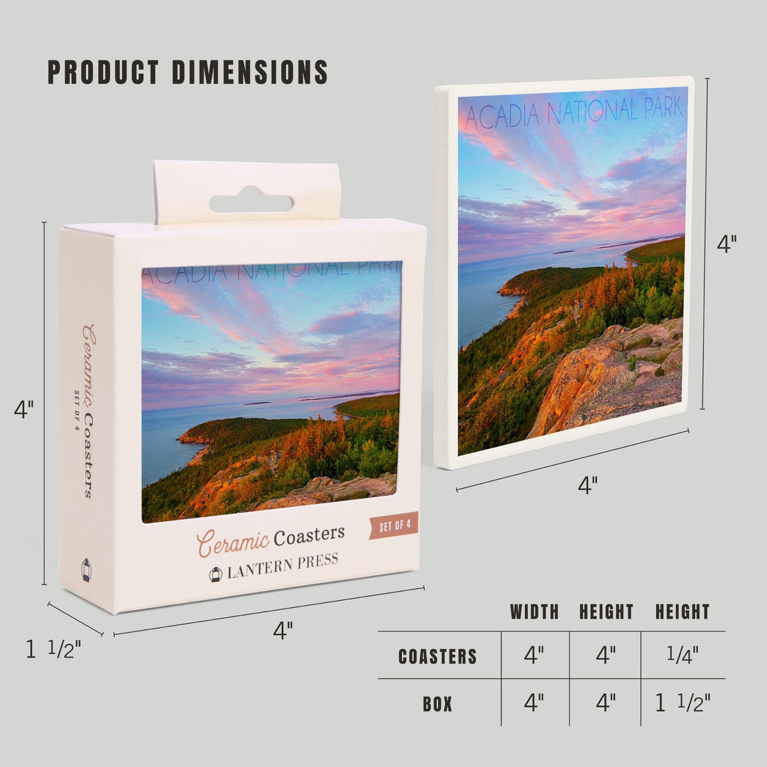 Acadia National Park, Maine, Cadillac Mountain, Coasters Coasters Lantern Press 