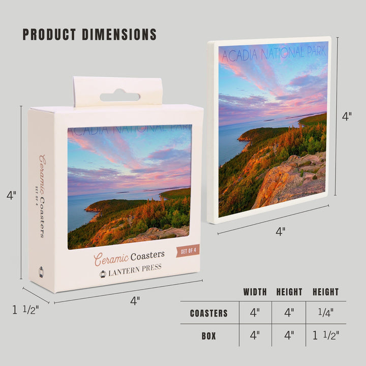 Acadia National Park, Maine, Cadillac Mountain, Coasters Coasters Lantern Press 