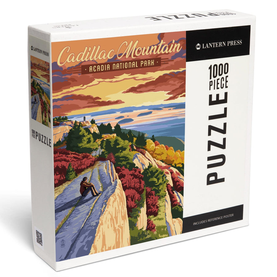 Acadia National Park, Maine, Cadillac Mountain Illustration, Jigsaw Puzzle Puzzle Lantern Press 