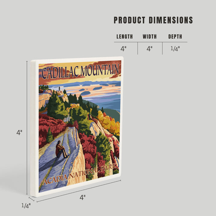 Acadia National Park, Maine, Cadillac Mountain, Painterly Series, Coasters Coasters Lantern Press 