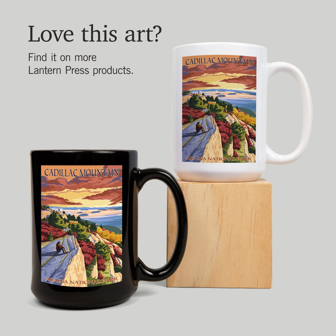 Acadia National Park, Maine, Cadillac Mountain, Painterly Series, Lantern Press Artwork, Ceramic Mug Mugs Lantern Press 