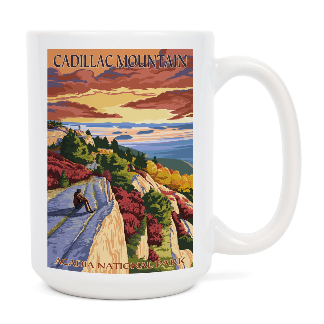Acadia National Park, Maine, Cadillac Mountain, Painterly Series, Lantern Press Artwork, Ceramic Mug Mugs Lantern Press 