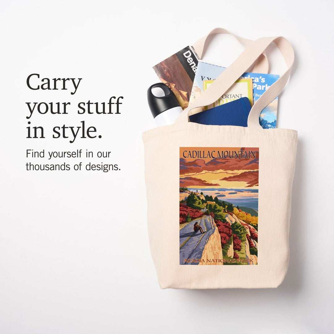 Acadia National Park, Maine, Cadillac Mountain, Painterly Series, Lantern Press Artwork, Tote Bag Totes Lantern Press 