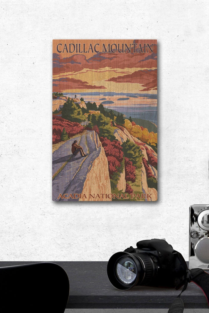 Acadia National Park, Maine, Cadillac Mountain, Painterly Series, Lantern Press Artwork, Wood Signs and Postcards Wood Lantern Press 