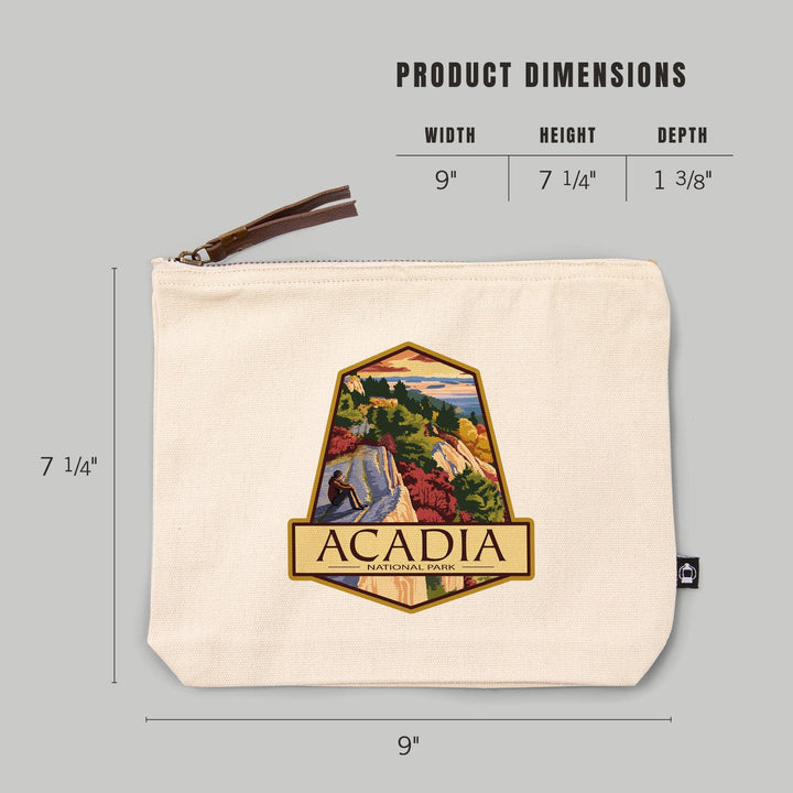 Acadia National Park, Maine, Cadillac Mountain, Painterly Series,, Organic Cotton Zipper Pouch, Go Bag Go Bag Lantern Press 