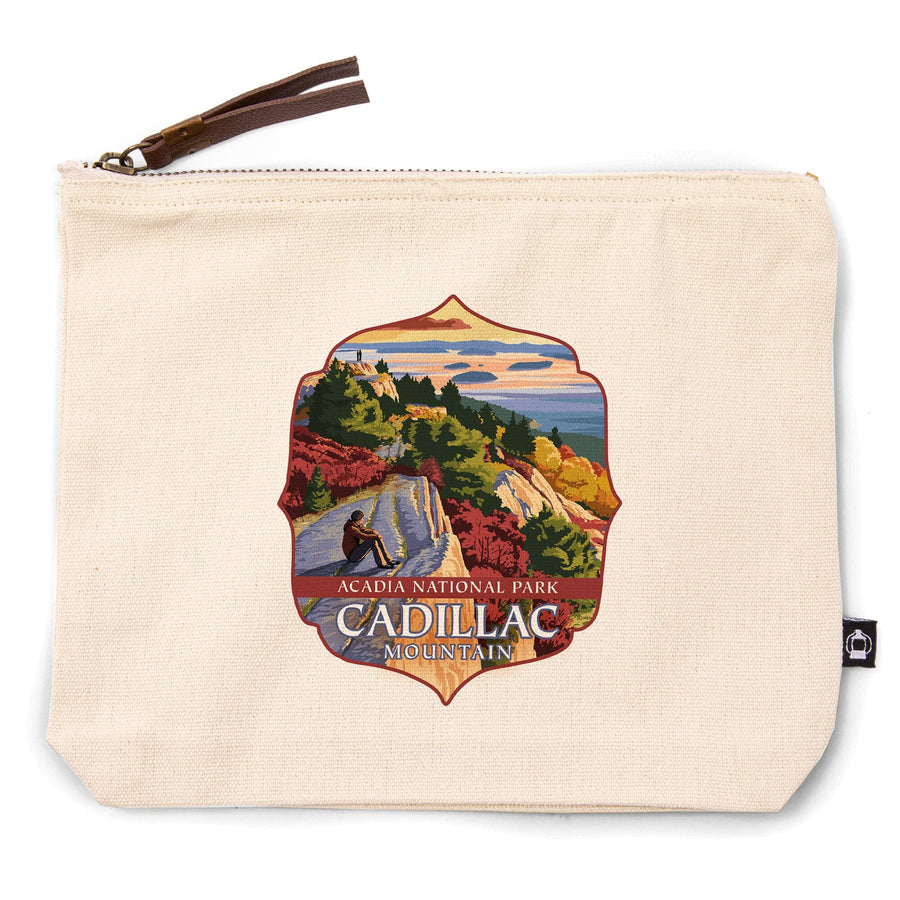 Acadia National Park, Maine, Cadillac Mountain, Painterly Series,, Organic Cotton Zipper Pouch, Go Bag Go Bag Lantern Press 