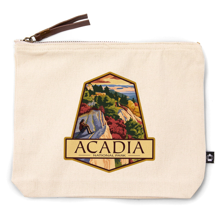 Acadia National Park, Maine, Cadillac Mountain, Painterly Series,, Organic Cotton Zipper Pouch, Go Bag Go Bag Lantern Press 