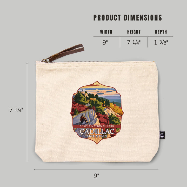 Acadia National Park, Maine, Cadillac Mountain, Painterly Series,, Organic Cotton Zipper Pouch, Go Bag Go Bag Lantern Press 