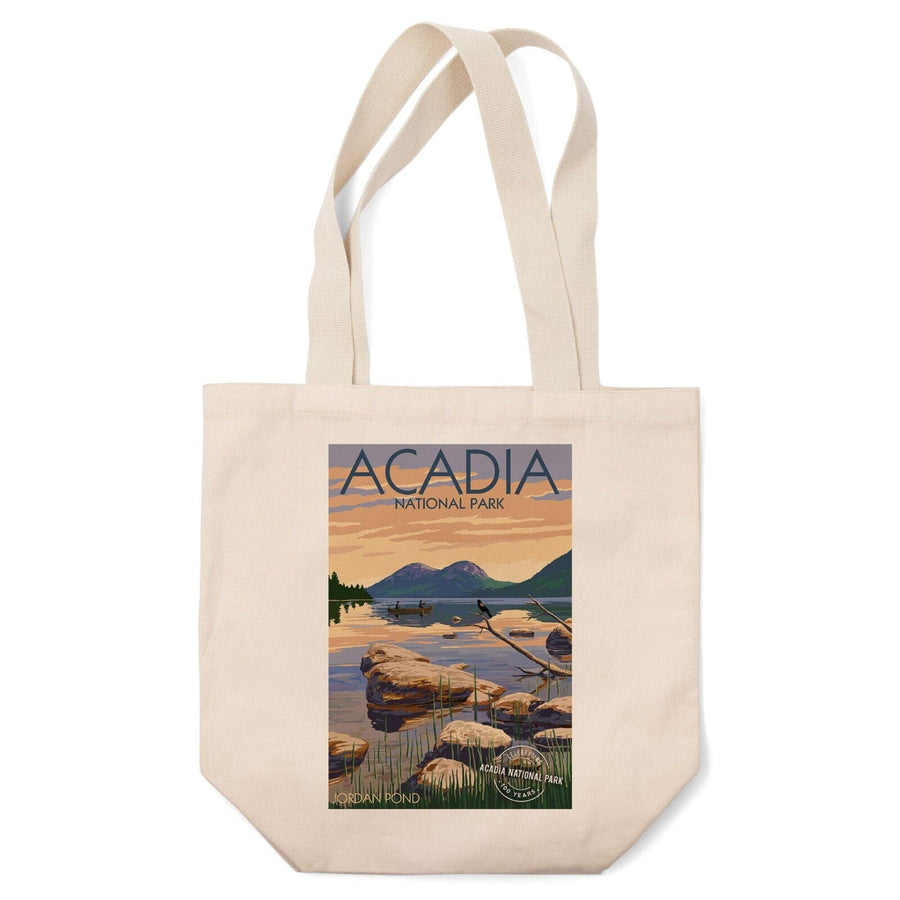 Acadia National Park, Maine, Celebrating 100 Years, Jordan Pond, Lantern Press Artwork, Tote Bag Totes Lantern Press 