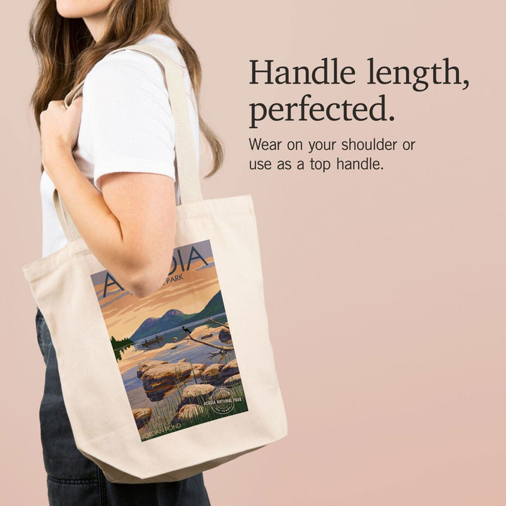 Acadia National Park, Maine, Celebrating 100 Years, Jordan Pond, Lantern Press Artwork, Tote Bag Totes Lantern Press 