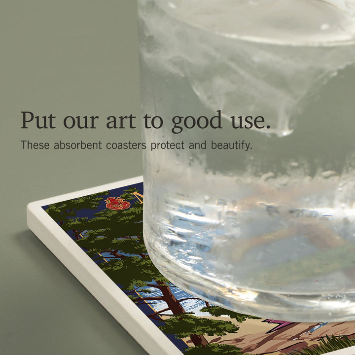 Acadia National Park, Maine, Destinations Sign, Coasters Coasters Lantern Press 