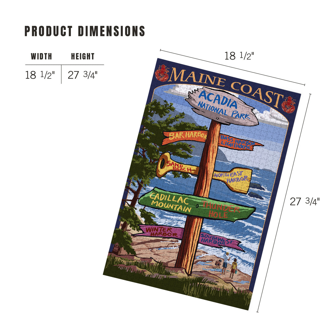Acadia National Park, Maine, Destinations Sign, Jigsaw Puzzle Puzzle Lantern Press 