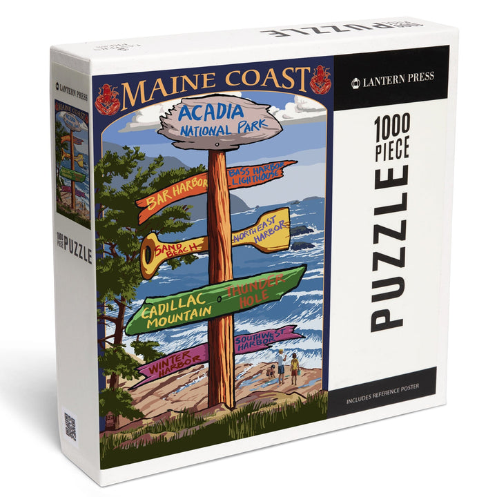 Acadia National Park, Maine, Destinations Sign, Jigsaw Puzzle Puzzle Lantern Press 