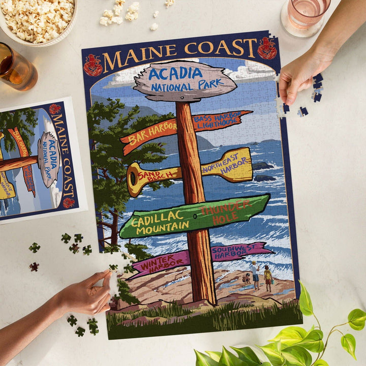 Acadia National Park, Maine, Destinations Sign, Jigsaw Puzzle Puzzle Lantern Press 