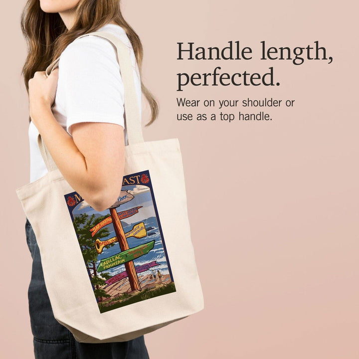 Acadia National Park, Maine, Destinations Sign, Lantern Press Artwork, Tote Bag Totes Lantern Press 