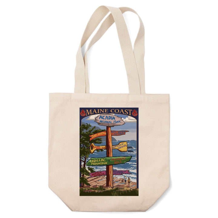 Acadia National Park, Maine, Destinations Sign, Lantern Press Artwork, Tote Bag Totes Lantern Press 