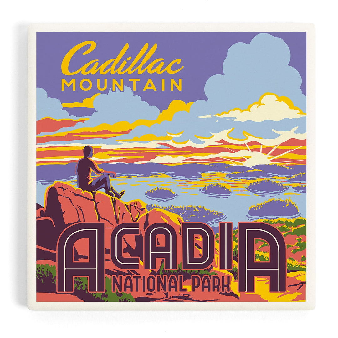 Acadia National Park, Maine, Explorer Series, Cadillac Mountain, Coasters Coasters Lantern Press 