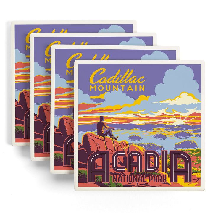 Acadia National Park, Maine, Explorer Series, Cadillac Mountain, Coasters Coasters Lantern Press 