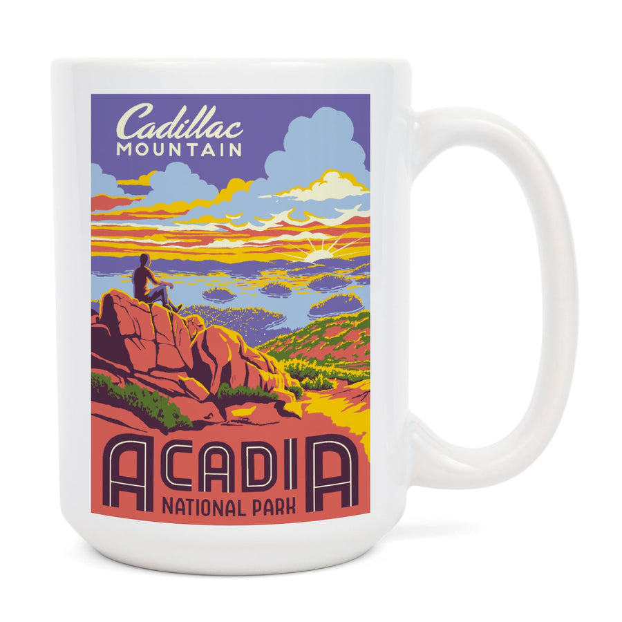 Acadia National Park, Maine, Explorer Series, Cadillac Mountain, Lantern Press Artwork, Ceramic Mug Mugs Lantern Press 
