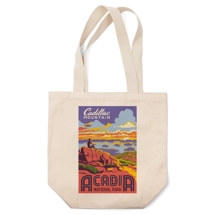 Acadia National Park, Maine, Explorer Series, Cadillac Mountain, Lantern Press Artwork, Tote Bag Totes Lantern Press 