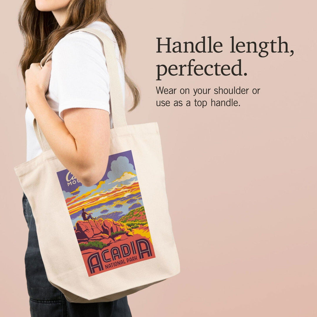 Acadia National Park, Maine, Explorer Series, Cadillac Mountain, Lantern Press Artwork, Tote Bag Totes Lantern Press 