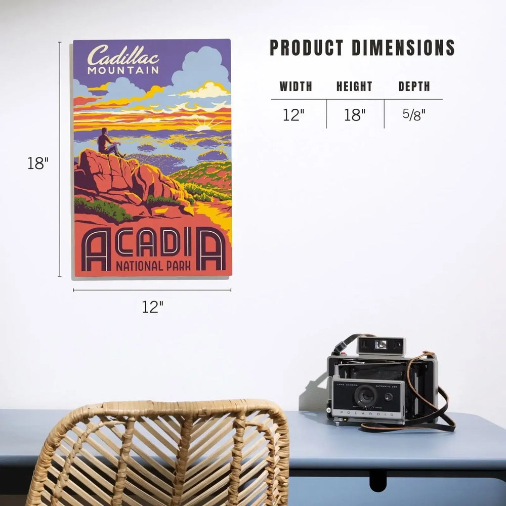 Acadia National Park, Maine, Explorer Series, Cadillac Mountain, Lantern Press Artwork, Wood Signs and Postcards Wood Lantern Press 