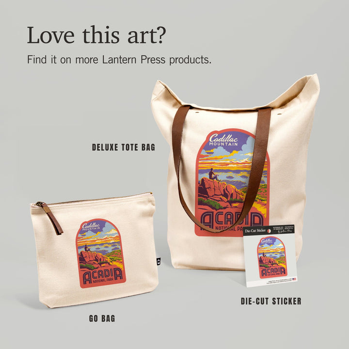 Acadia National Park, Maine, Explorer Series, Cadillac Mountain,, Organic Cotton Zipper Pouch, Go Bag Go Bag Lantern Press 
