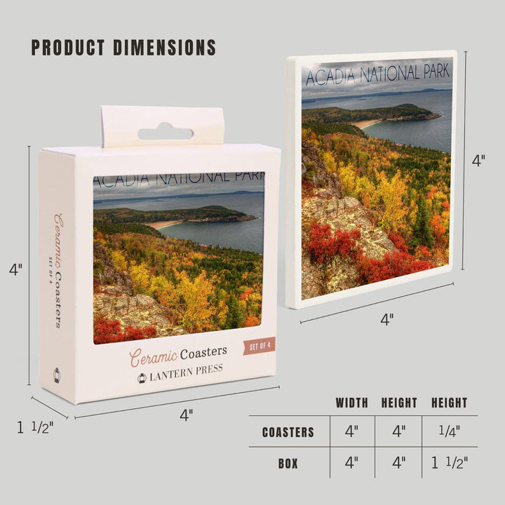 Acadia National Park, Maine, Fall Scenery, Lantern Press Photography, Coaster Set Coasters Lantern Press 