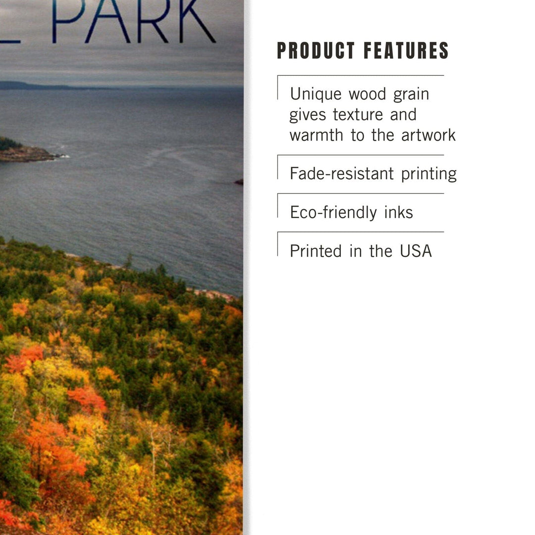 Acadia National Park, Maine, Fall Scenery, Lantern Press Photography, Wood Signs and Postcards Wood Lantern Press 