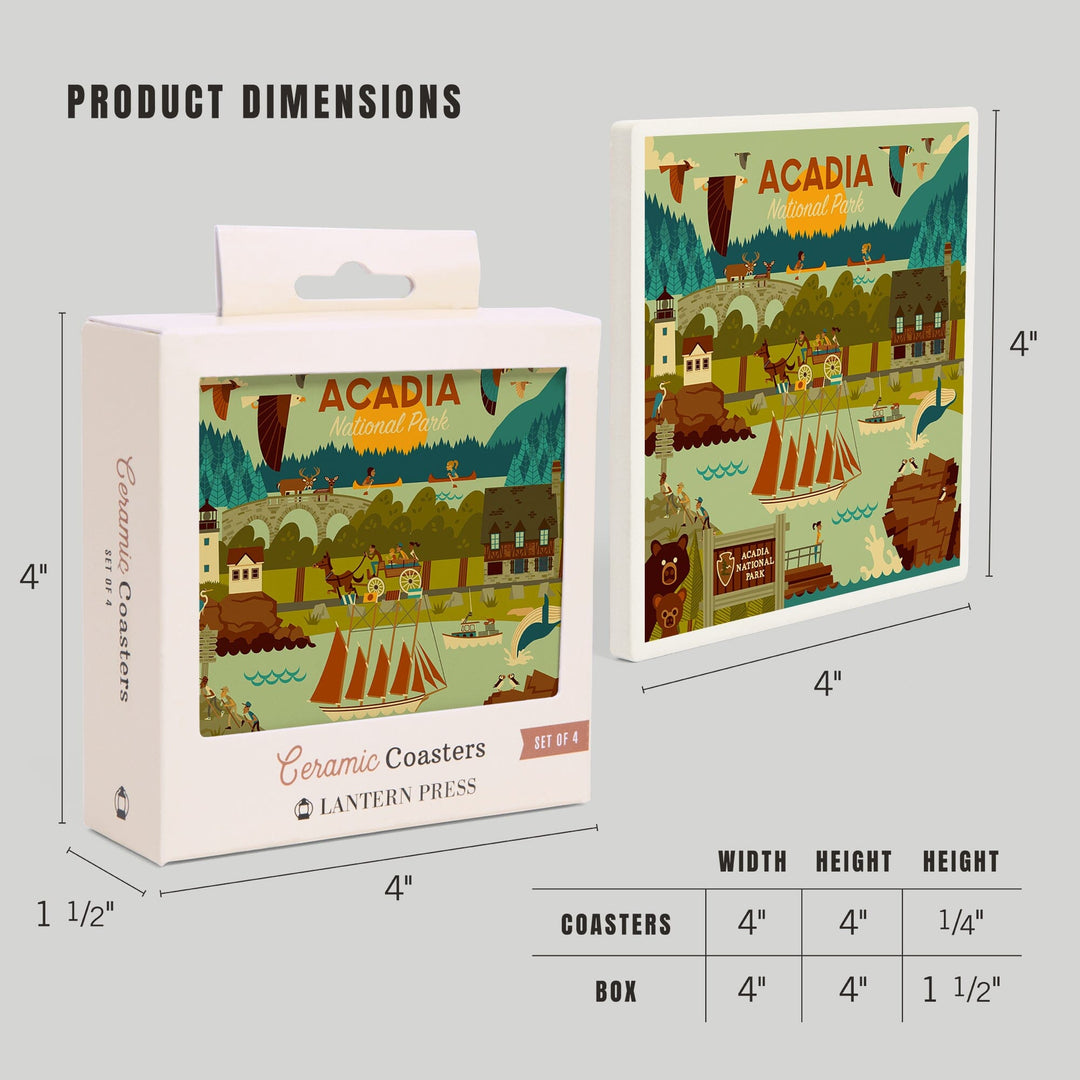 Acadia National Park, Maine, Geometric National Park Series, Coasters Coasters Lantern Press 