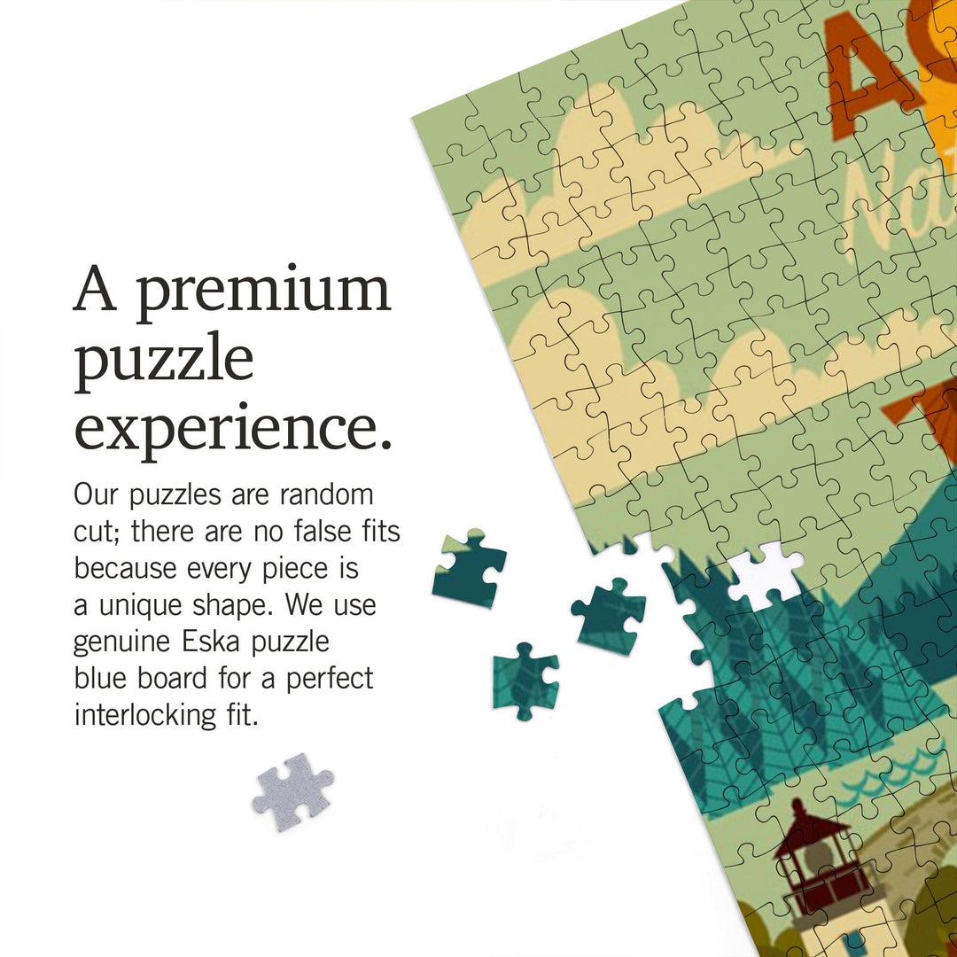 Acadia National Park, Maine, Geometric National Park Series, Jigsaw Puzzle Puzzle Lantern Press 