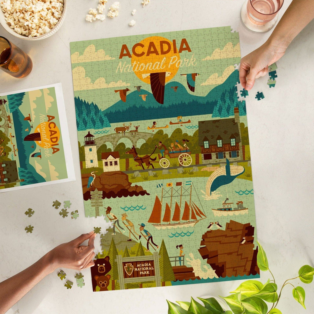 Acadia National Park, Maine, Geometric National Park Series, Jigsaw Puzzle Puzzle Lantern Press 