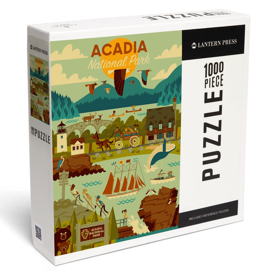 Acadia National Park, Maine, Geometric National Park Series, Jigsaw Puzzle Puzzle Lantern Press 