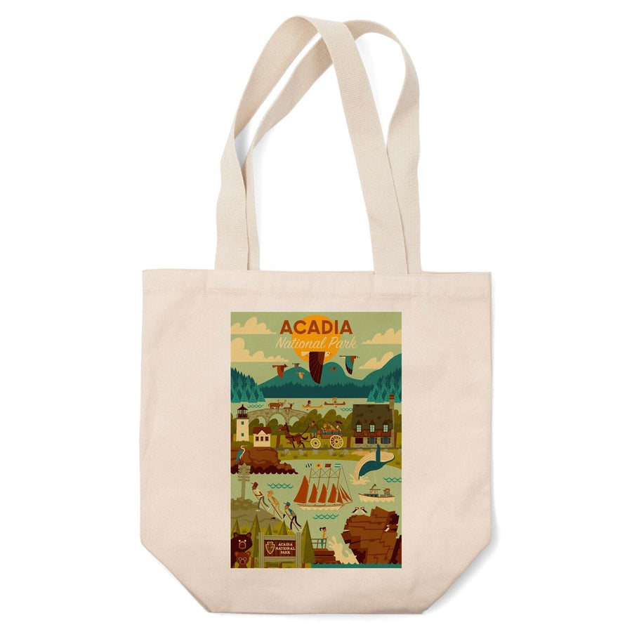 Acadia National Park, Maine, Geometric National Park Series, Lantern Press Artwork, Tote Bag Totes Lantern Press 