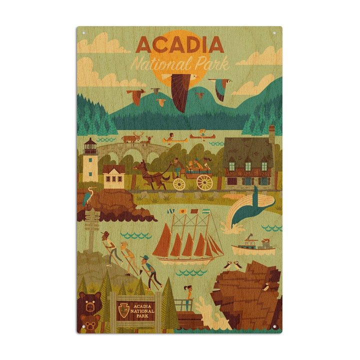 Acadia National Park, Maine, Geometric National Park Series, Lantern Press Artwork, Wood Signs and Postcards Wood Lantern Press 