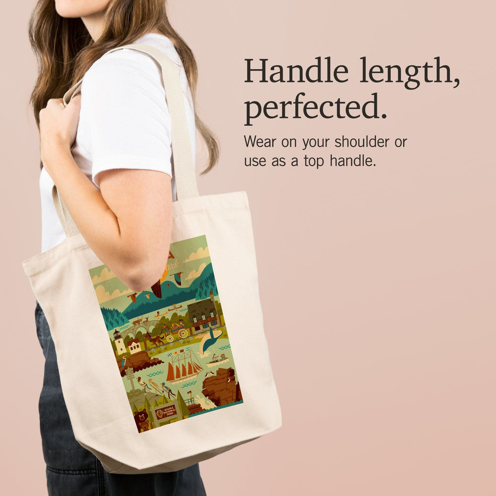 Acadia National Park, Maine, Geometric National Park Series, Tote Bag Totes Lantern Press 