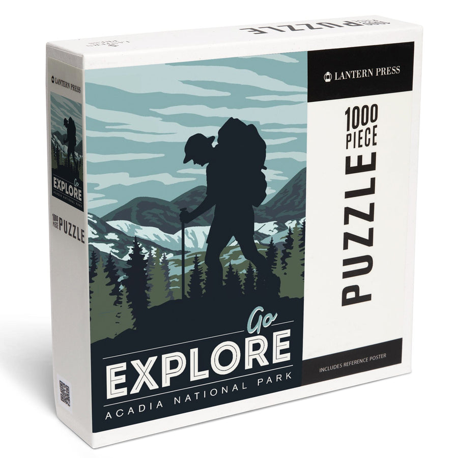 Acadia National Park, Maine, Go Explore, Backpacker, Jigsaw Puzzle Puzzle Lantern Press 
