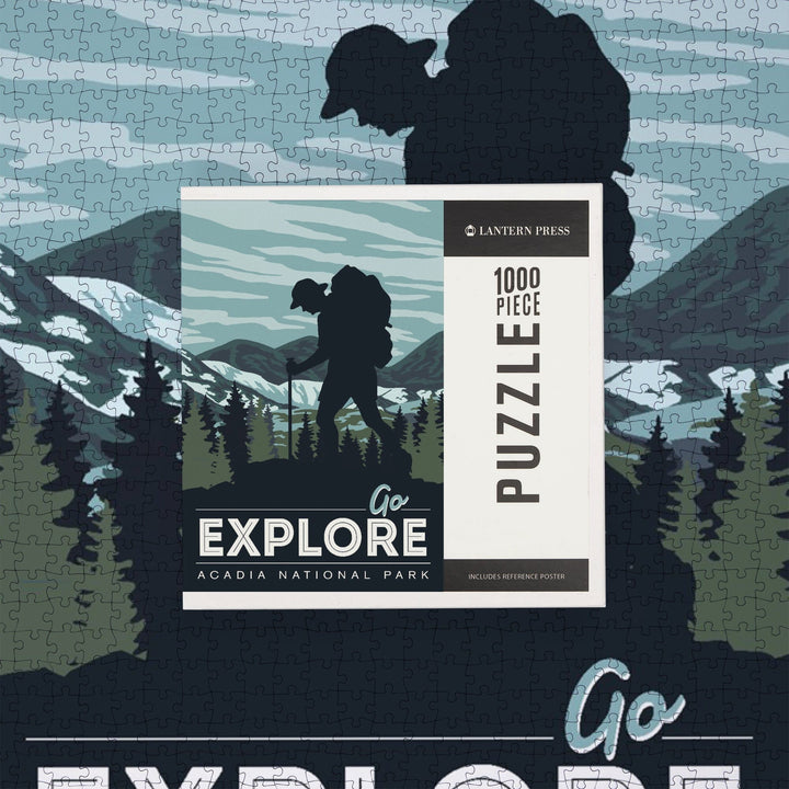 Acadia National Park, Maine, Go Explore, Backpacker, Jigsaw Puzzle Puzzle Lantern Press 
