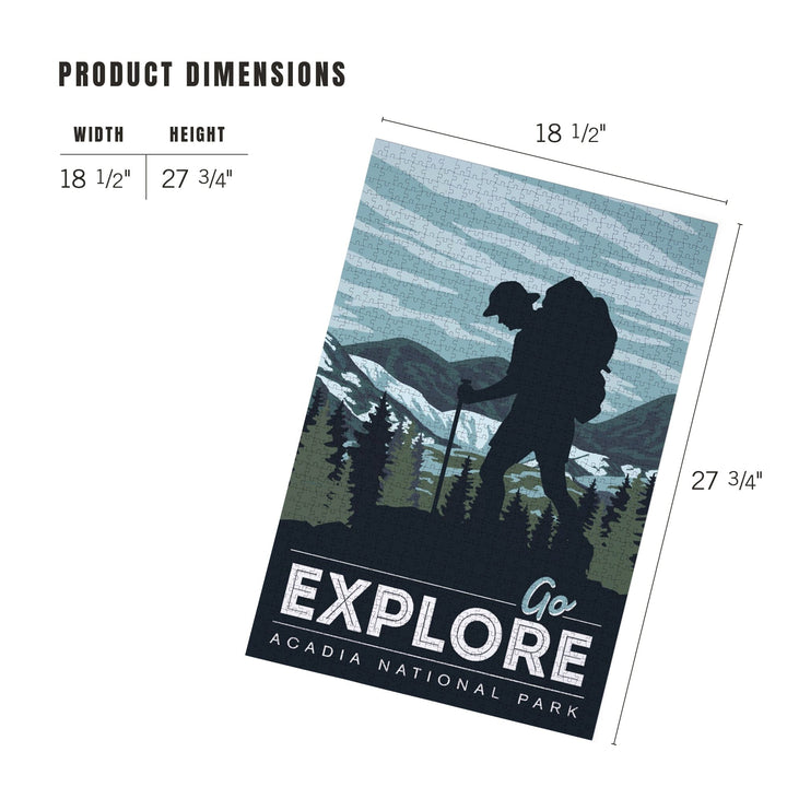 Acadia National Park, Maine, Go Explore, Backpacker, Jigsaw Puzzle Puzzle Lantern Press 