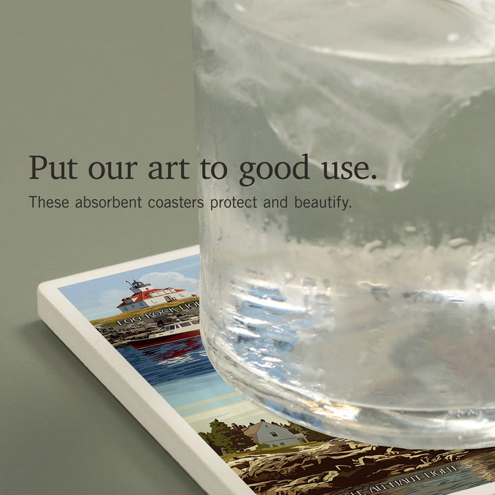 Acadia National Park, Maine, Guardians of Acadia Lighthouses, Coasters Coasters Lantern Press 