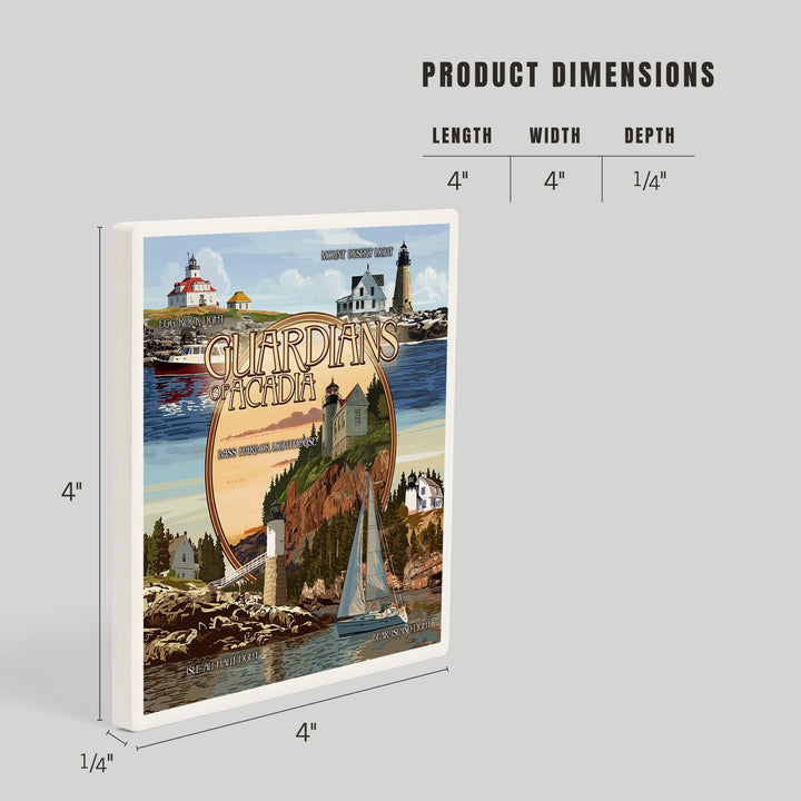 Acadia National Park, Maine, Guardians of Acadia Lighthouses, Coasters Coasters Lantern Press 